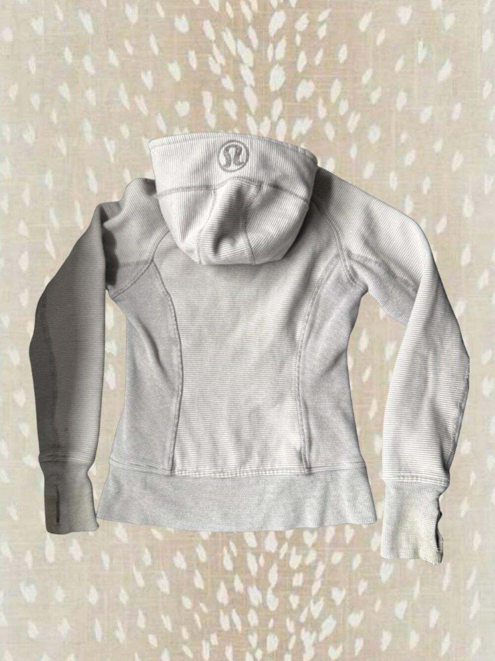 Lululemon Scuba Hoodie Grey Stripe Zip Up | Thumb Holes | Read Description - Picture 2 of 8